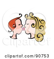 Poster, Art Print Of Young Profiled Couple Kissing