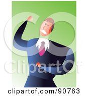 Royalty Free RF Clipart Illustration Of A Mad Caucasian Businessman Clenching His Fist