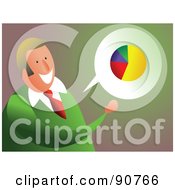 Royalty Free RF Clipart Illustration Of A Businessman Discussing A Pie Chart by Prawny