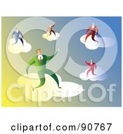 Royalty Free RF Clipart Illustration Of Businessmen On Clouds In The Sky by Prawny
