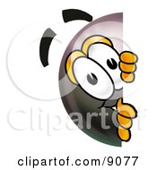 Clipart Picture Of An Eight Ball Mascot Cartoon Character Peeking Around A Corner