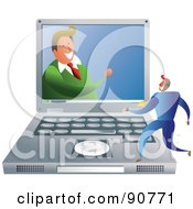 Poster, Art Print Of Man On A Screen Talking To A Man On A Laptop