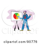 Poster, Art Print Of Businessman Standing By A Pie Chart