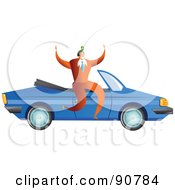 Royalty Free RF Clipart Illustration Of A Successful Businessman Sitting On A Convertible Car