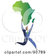 Poster, Art Print Of Successful Businessman Carrying A Map Of Africa