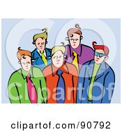 Royalty Free RF Clipart Illustration Of A Male Business Team Of Five Men