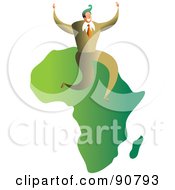 Poster, Art Print Of Successful Businessman Sitting On A Map Of Africa