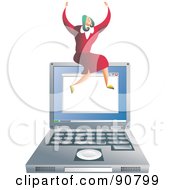 Poster, Art Print Of Successful Businesswoman Sitting On Top Of A Laptop Computer