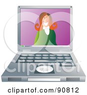 Poster, Art Print Of Friendly Businesswoman Smiling On A Laptop Screen