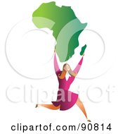 Poster, Art Print Of Successful Businesswoman Carrying Africa