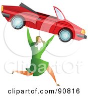Poster, Art Print Of Successful Businesswoman Carrying A Convertible Car