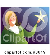 Royalty Free RF Clipart Illustration Of A Businesswoman Catching A Falling Star by Prawny