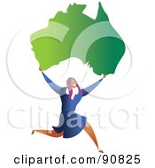 Royalty Free RF Clipart Illustration Of A Successful Businesswoman Carrying Australia by Prawny