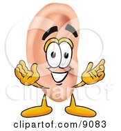 Clipart Picture Of An Ear Mascot Cartoon Character With Welcoming Open Arms