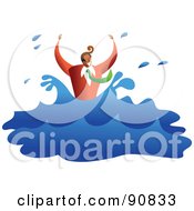 Businessman Drowning And Splashing In Water
