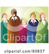 Royalty Free RF Clipart Illustration Of A Happy Smiling Business Team Over Pastel Green