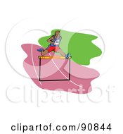 Poster, Art Print Of African Male Runner Leaping A Hurdle On A Track