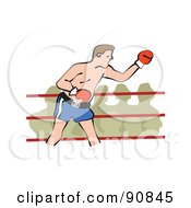 Poster, Art Print Of Male Boxer In A Ring A Crowd Watching