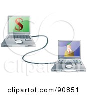 Royalty Free RF Clipart Illustration Of A Man On A Laptop Connected To His Internet Banking Site