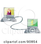 Woman On A Laptop Connected To Her Internet Banking Site