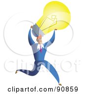 Poster, Art Print Of Successful Businessman Carrying A Light Bulb