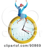Poster, Art Print Of Successful Businesswoman Sitting On A Clock