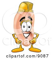 Clipart Picture Of An Ear Mascot Cartoon Character Wearing A Helmet by Toons4Biz