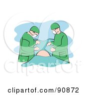 Royalty Free RF Clipart Illustration Of Two Male Surgeons Looking Down At A Patient by Prawny