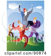 Poster, Art Print Of Team Of Business Men Carrying A Successful Woman