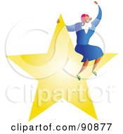 Royalty Free RF Clipart Illustration Of A Successful Business Woman Sitting On A Star