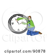 Poster, Art Print Of Businessman Adjusting A Wall Clock