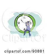 Red Haired Businessman Sitting In A Wall Clock