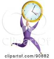 Poster, Art Print Of Successful Businessman Carrying A Clock