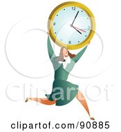 Poster, Art Print Of Successful Businesswoman Carrying A Clock