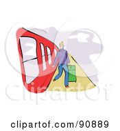Poster, Art Print Of Man Stepping Off Of A Red Train