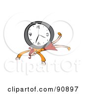 Red Haired Businesswoman Crushed Under A Wall Clock