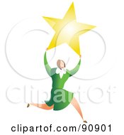 Royalty Free RF Clipart Illustration Of A Successful Business Woman Carrying A Star