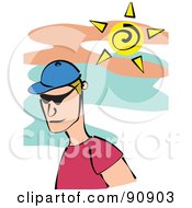 Summer Man Wearing A Blue Hat And Shades