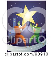 Poster, Art Print Of Two Businessmen Carrying A Star To A City