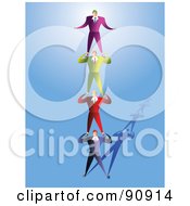 Poster, Art Print Of Businessmen Standing On Each Others Shoulders