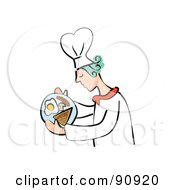 Royalty Free RF Clipart Illustration Of A Breakfast Chef Carrying A Meal With Eggs And Toast by Prawny