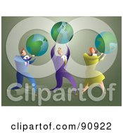 Royalty Free RF Clipart Illustration Of A Successful Business Team Carrying Globes