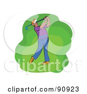 Poster, Art Print Of Golfing Man Swinging