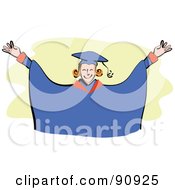 Poster, Art Print Of Proud Female Graduate Holding Out Her Arms