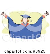 Royalty Free RF Clipart Illustration Of A Proud Female Graduate Holding Out Her Arms