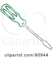 Royalty Free RF Clipart Illustration Of A Green Handled Screwdriver