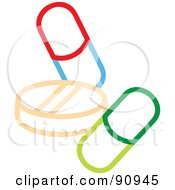 Royalty Free RF Clipart Illustration Of Three Colorful Pills