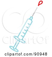Royalty Free RF Clipart Illustration Of A Blue Syringe Squirting Liquid