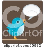 Poster, Art Print Of Blue Bird With A Word Balloon Over Brown