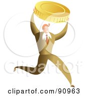 Royalty Free RF Clipart Illustration Of A Successful Businessman Carrying A Gold Coin